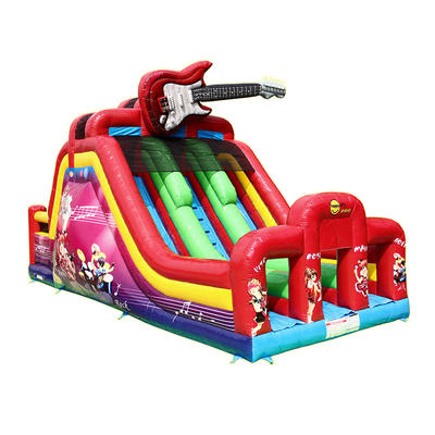 Happy Hop Pro Rent Inflatable Bouncers-1002A Guitar Super Dual Lane Slide n' Bouncer
